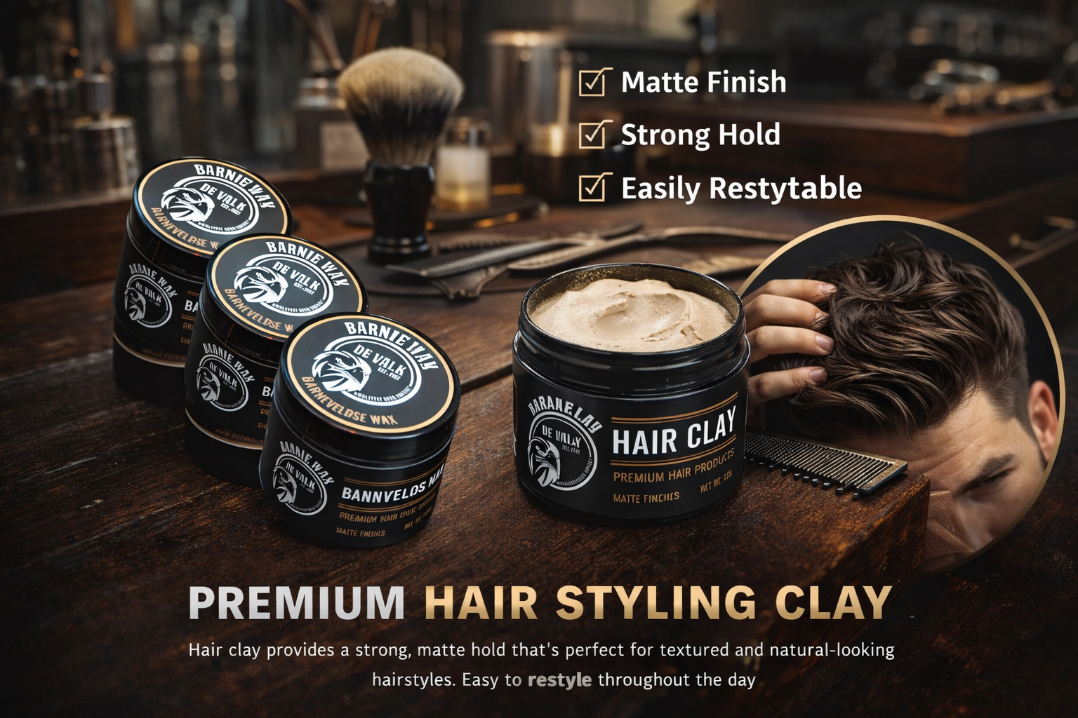 Haarklei – Sterke fixatie & Matte look, perfect voor elke stijl (3 stuks)