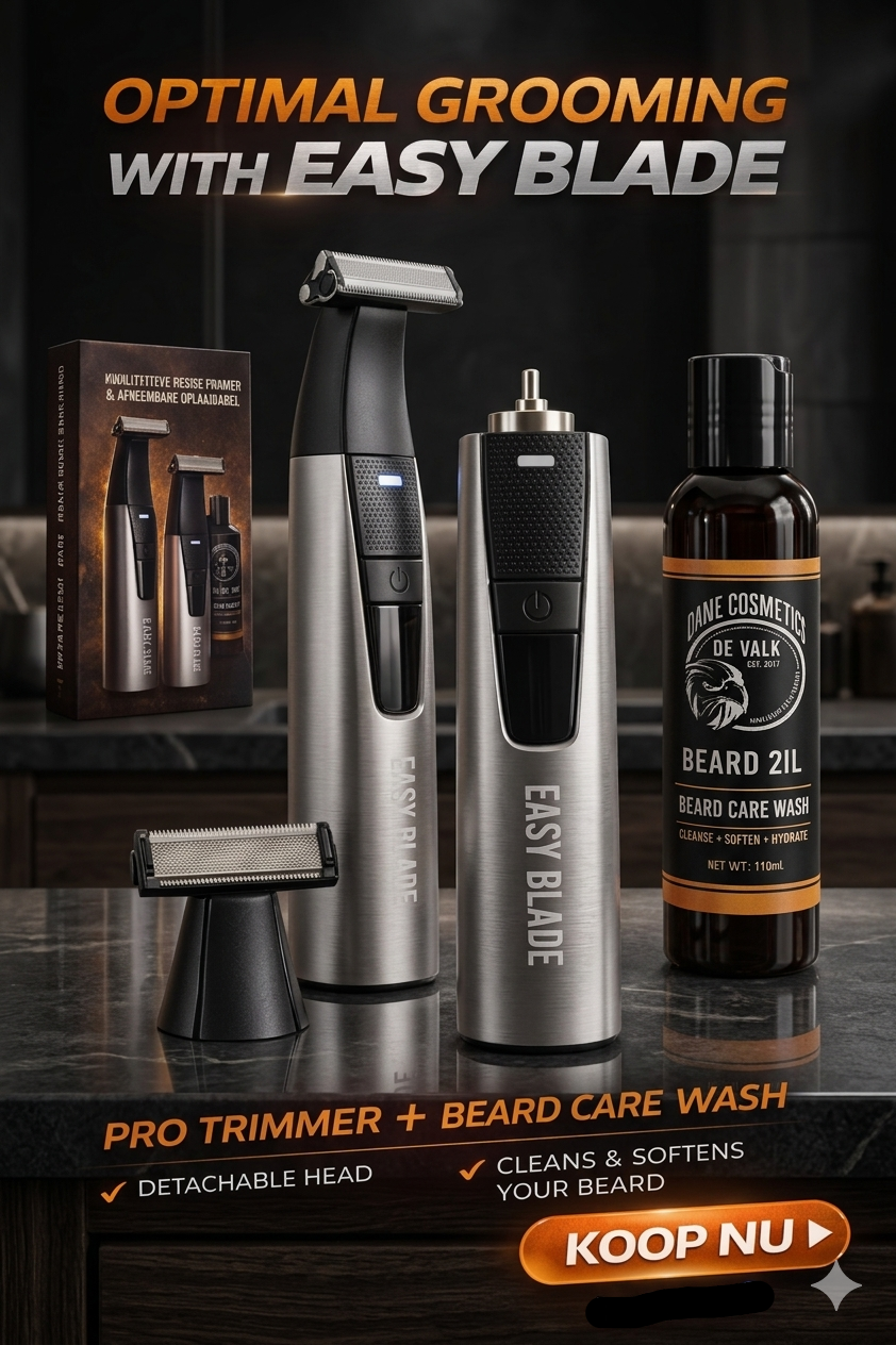Easy blade trimmer - Waar precisie en stijl samenkomen met baardolie en borstel met reiniger